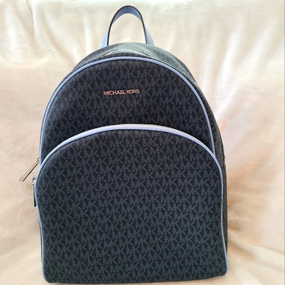 Pre-loved Mickael Kors  Blue Large Backpack Michael Kors Blue MK Signature Backpack Leather Trim main image 3